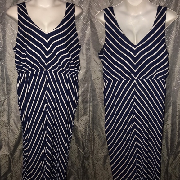 Pure Energy Dresses & Skirts - ⬇️Navy&white striped chiffon high low dress